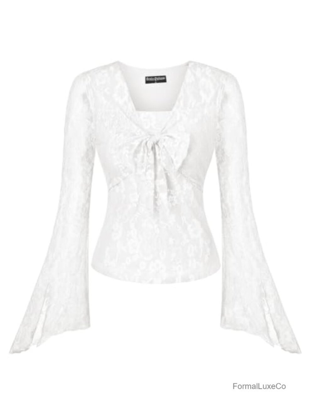 Women's Y2K Lace Mesh Bell Sleeve Blouse - Boho Goth Top